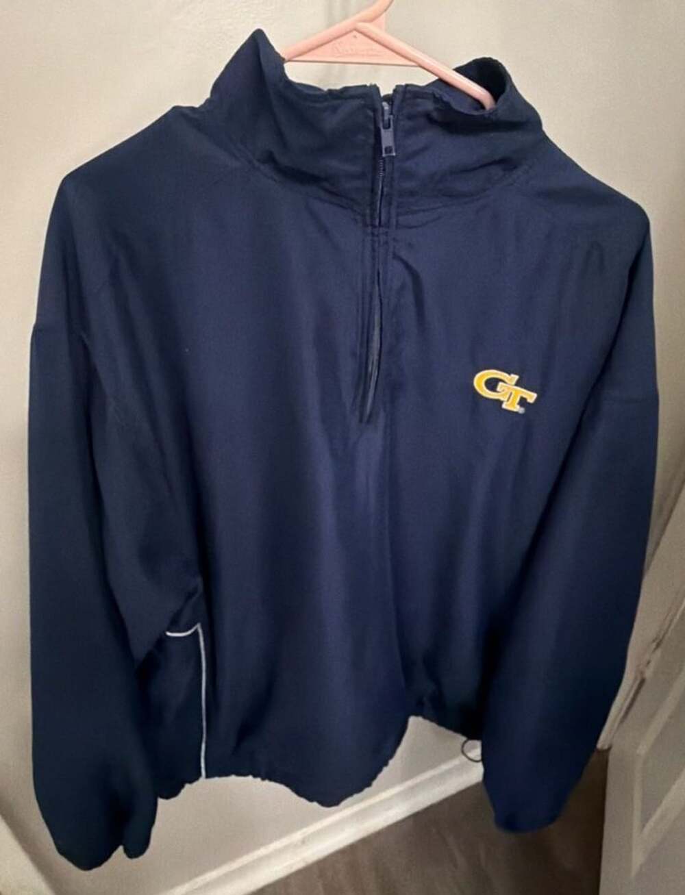 Georgia Tech Yellow Jackets Windbreaker Mens XL Navy Quarter Zip GT Jacket